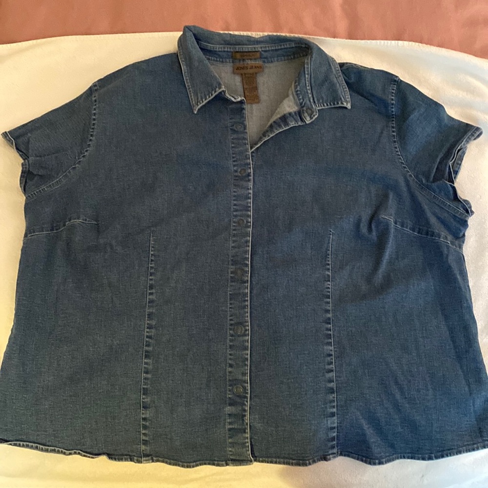Joans Jeans Stretch denim short sleeve top size 24